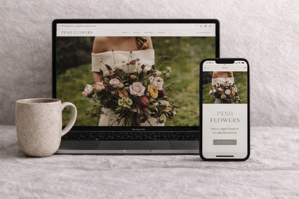 Pesh Flowers is one of my bespoke website projects, created around an established floral design business and its distinctive brand.